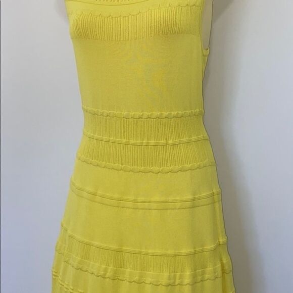 BCBG DRESS "WILMA" LEMON YELLOW BANDED KNIT NEW WITH TAG! SZ SM 4-6 - Picture 6 of 9